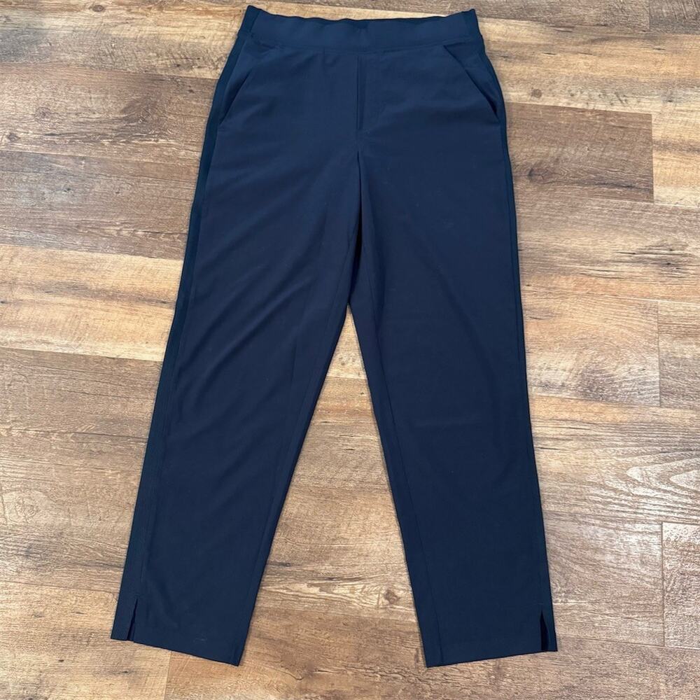 Athleta Brooklyn Ankle Pant 4 Navy Blue Pull-On Slim Stretch Travel Casual READ